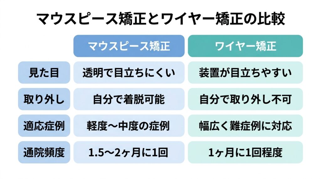 マウスピース矯正とワイヤー矯正の比較