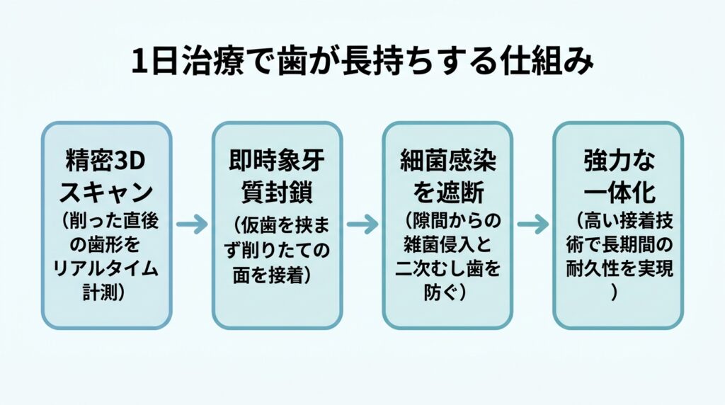 1日治療で歯が長持ちする仕組み