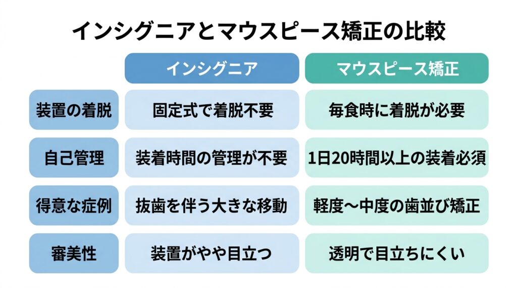インシグニアとマウスピース矯正の比較