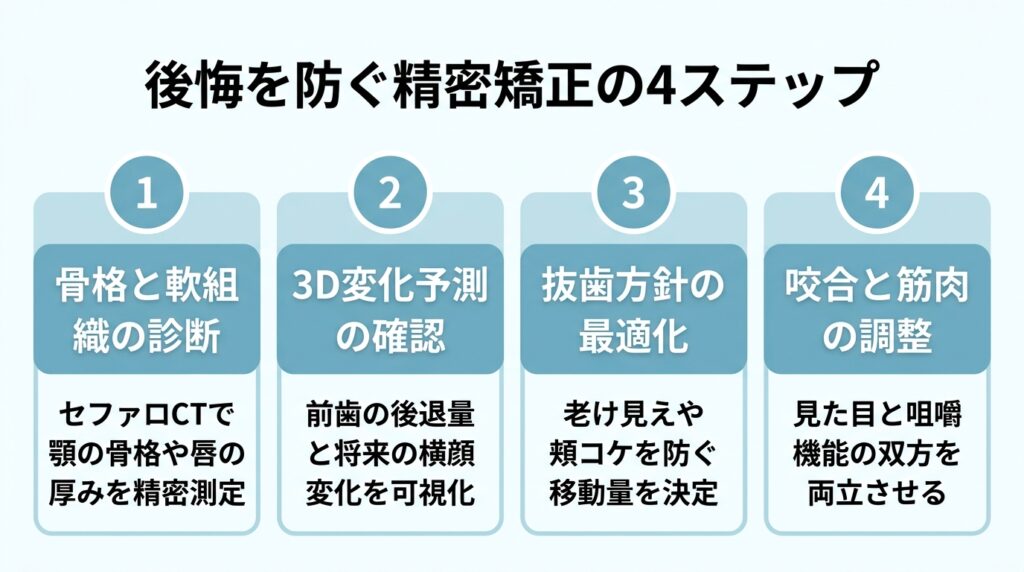 後悔を防ぐ精密矯正の4ステップ