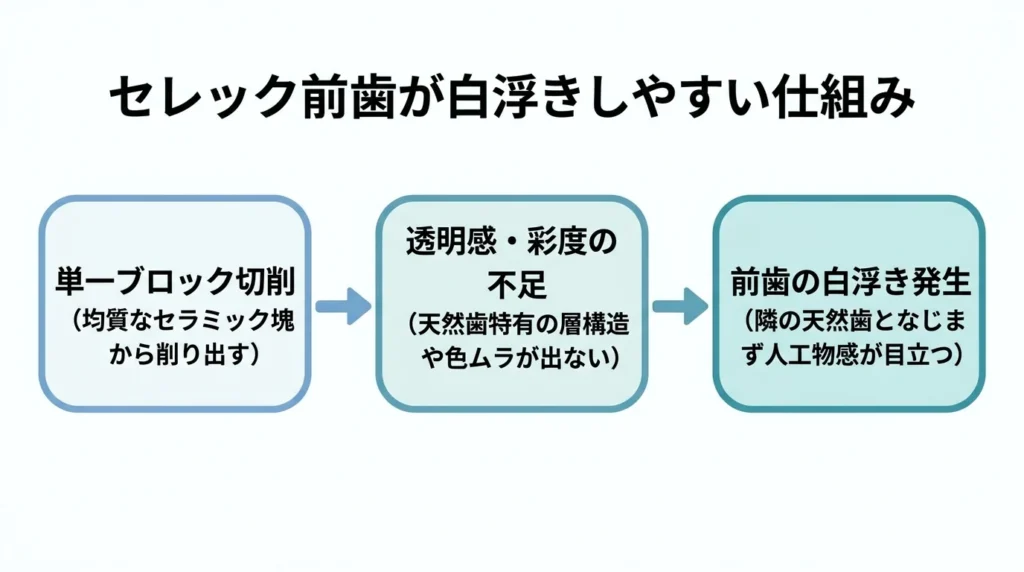 セレック前歯が白浮きしやすい仕組み